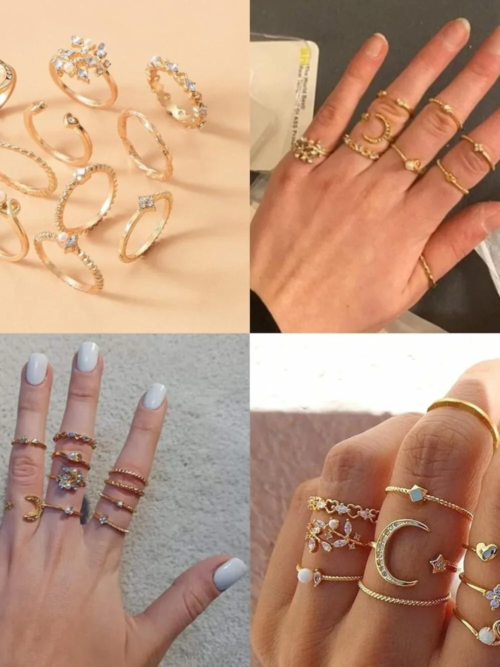 Gold Stackable Rings for Women Teen Girl Gifts Trendy Stuff Simple Star Moon Hea - Picture 9 of 9
